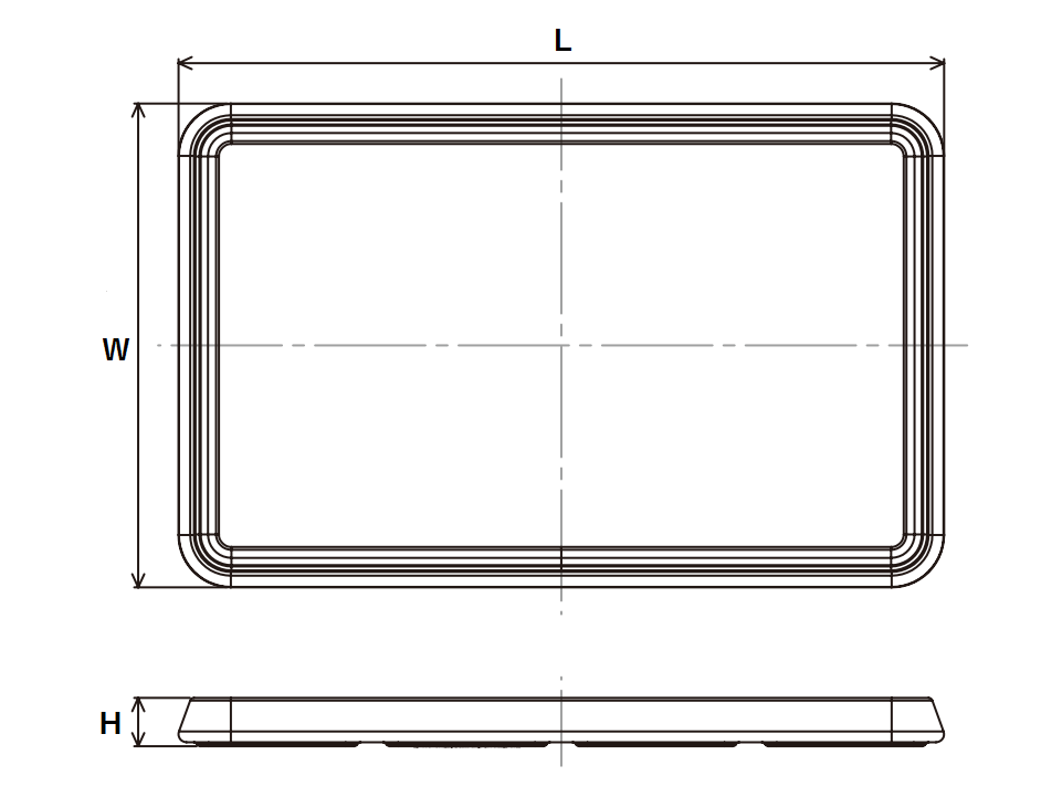 シリコーントレイ　フラットタイプ　寸法図